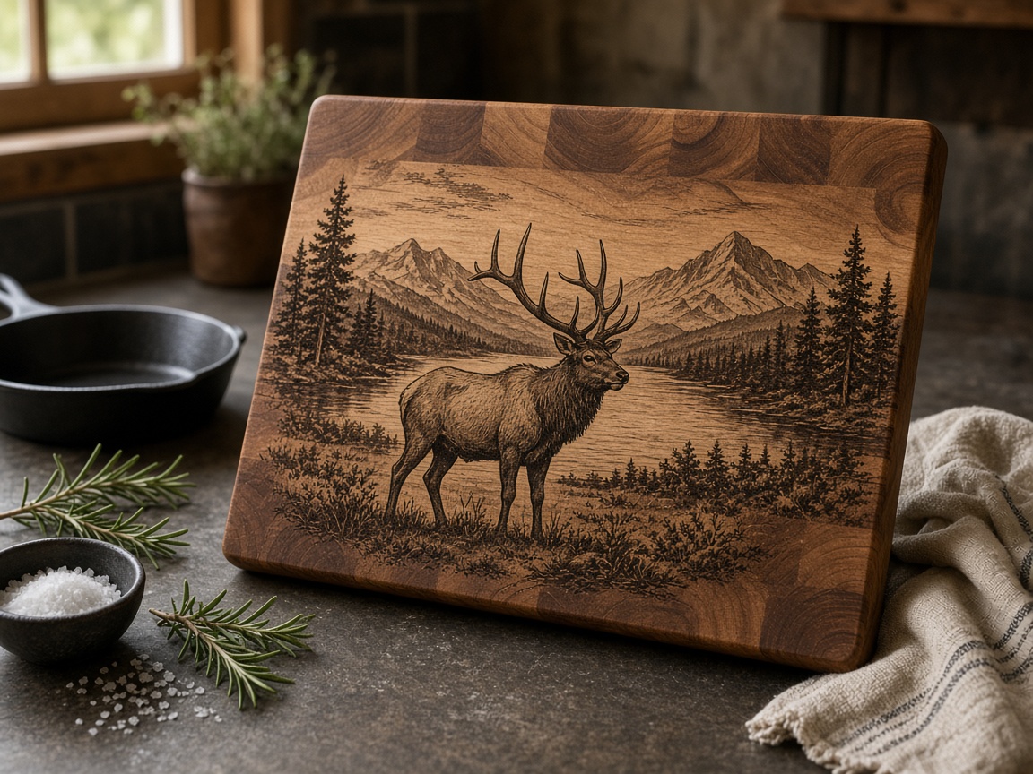 Elk Scene Cutting Boards concept mockup
