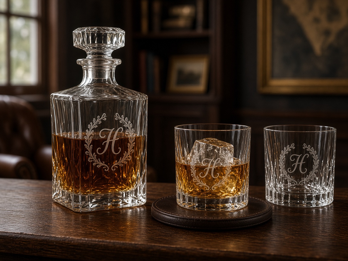 Monogram Whiskey Decanter Set concept mockup