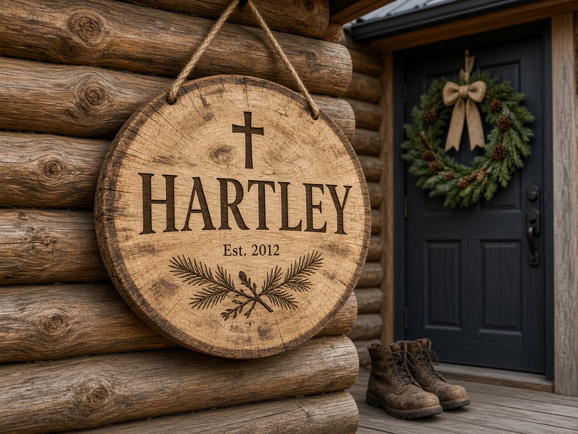 Engraved family name sign concept design